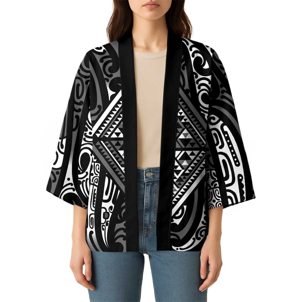 New Zealand Maori Taniko Kimono Black Kowhaiwhai Puhoro - Aussie Hoodie