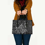 New Zealand Maori Taniko Leather Bag Black Kowhaiwhai Puhoro - Aussie Hoodie