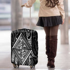 New Zealand Maori Taniko Luggage Cover Black Kowhaiwhai Puhoro