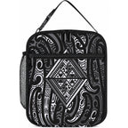 New Zealand Maori Taniko Lunch Bag Black Kowhaiwhai Puhoro