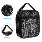 New Zealand Maori Taniko Lunch Bag Black Kowhaiwhai Puhoro