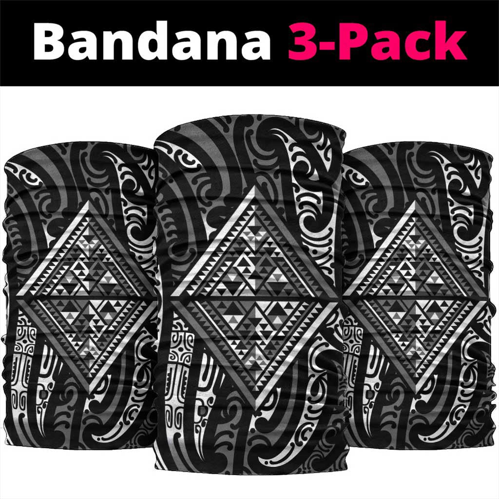 New Zealand Maori Taniko Neck Gaiter Black Kowhaiwhai Puhoro - Aussie Hoodie