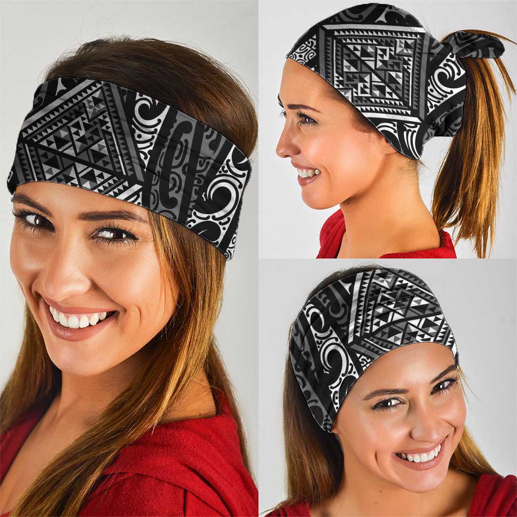 New Zealand Maori Taniko Neck Gaiter Black Kowhaiwhai Puhoro - Aussie Hoodie