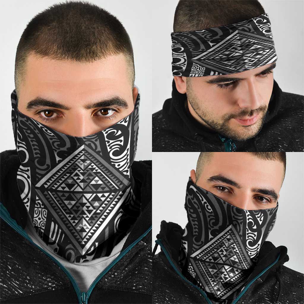 New Zealand Maori Taniko Neck Gaiter Black Kowhaiwhai Puhoro - Aussie Hoodie