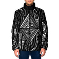 New Zealand Maori Taniko Padded Jacket Black Kowhaiwhai Puhoro - Aussie Hoodie
