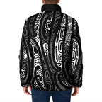 New Zealand Maori Taniko Padded Jacket Black Kowhaiwhai Puhoro - Aussie Hoodie