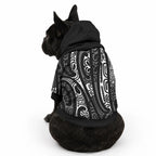 New Zealand Maori Taniko Pet Hoodie Black Kowhaiwhai Puhoro
