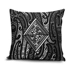 New Zealand Maori Taniko Pillow Cover Black Kowhaiwhai Puhoro - Aussie Hoodie