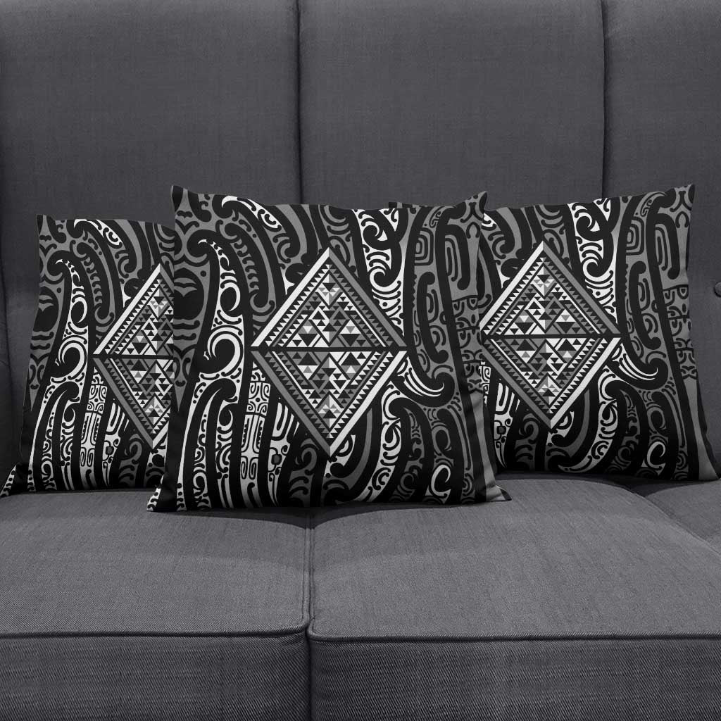 New Zealand Maori Taniko Pillow Cover Black Kowhaiwhai Puhoro - Aussie Hoodie