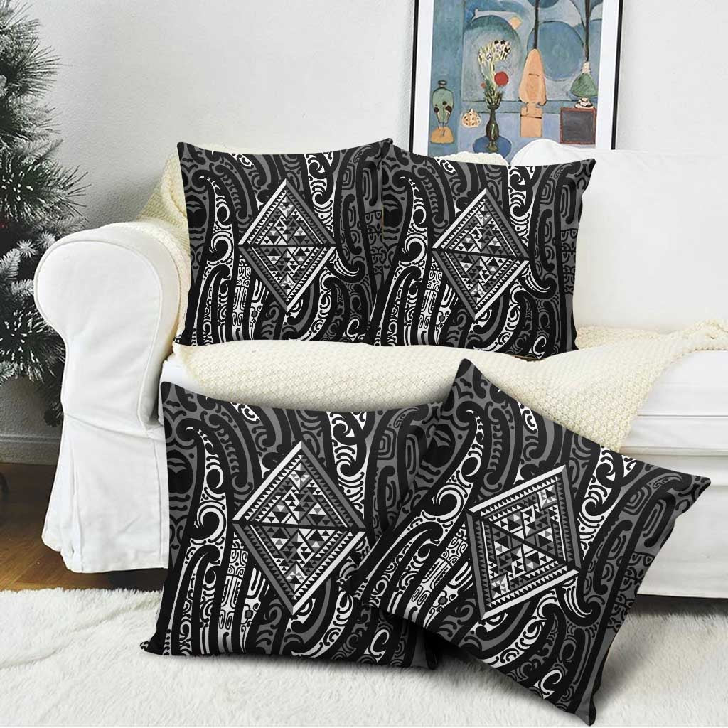 New Zealand Maori Taniko Pillow Cover Black Kowhaiwhai Puhoro - Aussie Hoodie