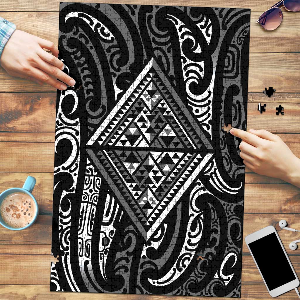 New Zealand Maori Taniko Puzzle Black Kowhaiwhai Puhoro - Aussie Hoodie