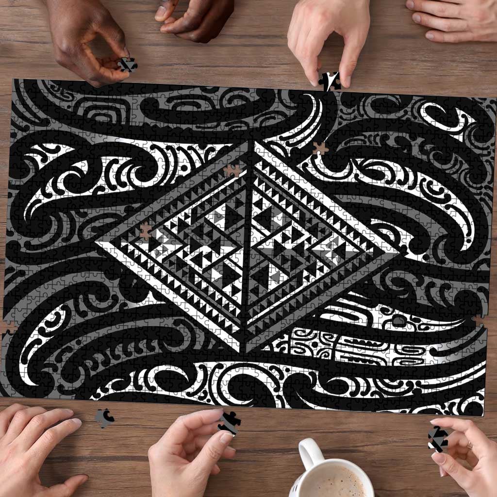 New Zealand Maori Taniko Puzzle Black Kowhaiwhai Puhoro - Aussie Hoodie