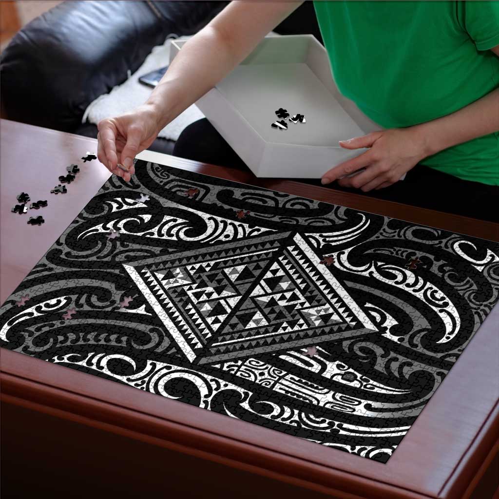 New Zealand Maori Taniko Puzzle Black Kowhaiwhai Puhoro - Aussie Hoodie