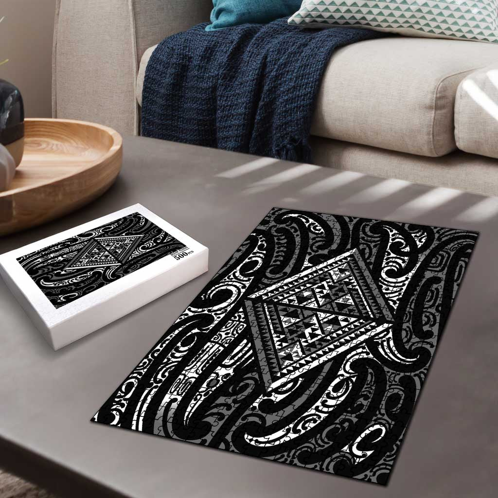 New Zealand Maori Taniko Puzzle Black Kowhaiwhai Puhoro - Aussie Hoodie