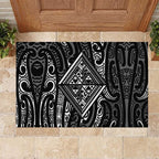 New Zealand Maori Taniko Rubber Doormat Black Kowhaiwhai Puhoro