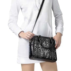 New Zealand Maori Taniko Shoulder Handbag Black Kowhaiwhai Puhoro