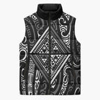 New Zealand Maori Taniko Sleeveless Puffer Jacket Black Kowhaiwhai Puhoro - Aussie Hoodie