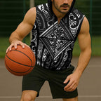 New Zealand Maori Taniko Sleeveless Zip Hoodie Black Kowhaiwhai Puhoro LT9