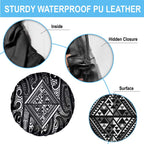 New Zealand Maori Taniko Spare Tire Cover Black Kowhaiwhai Puhoro