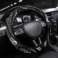 New Zealand Maori Taniko Steering Wheel Cover Black Kowhaiwhai Puhoro