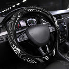 New Zealand Maori Taniko Steering Wheel Cover Black Kowhaiwhai Puhoro