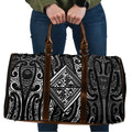 New Zealand Maori Taniko Travel Bag Black Kowhaiwhai Puhoro - Aussie Hoodie