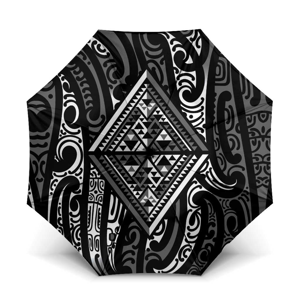 New Zealand Maori Taniko Umbrella Black Kowhaiwhai Puhoro - Aussie Hoodie
