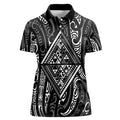 New Zealand Maori Taniko Women Polo Shirt Black Kowhaiwhai Puhoro