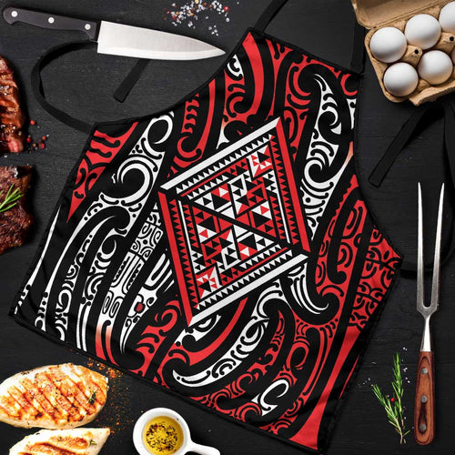 New Zealand Maori Taniko Apron Red Kowhaiwhai Puhoro - Aussie Hoodie