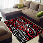New Zealand Maori Taniko Area Rug Red Kowhaiwhai Puhoro