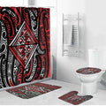 New Zealand Maori Taniko Bathroom Set Red Kowhaiwhai Puhoro - Aussie Hoodie