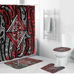 New Zealand Maori Taniko Bathroom Set Red Kowhaiwhai Puhoro - Aussie Hoodie