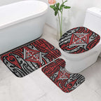 New Zealand Maori Taniko Bathroom Set Red Kowhaiwhai Puhoro - Aussie Hoodie
