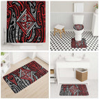 New Zealand Maori Taniko Bathroom Set Red Kowhaiwhai Puhoro - Aussie Hoodie