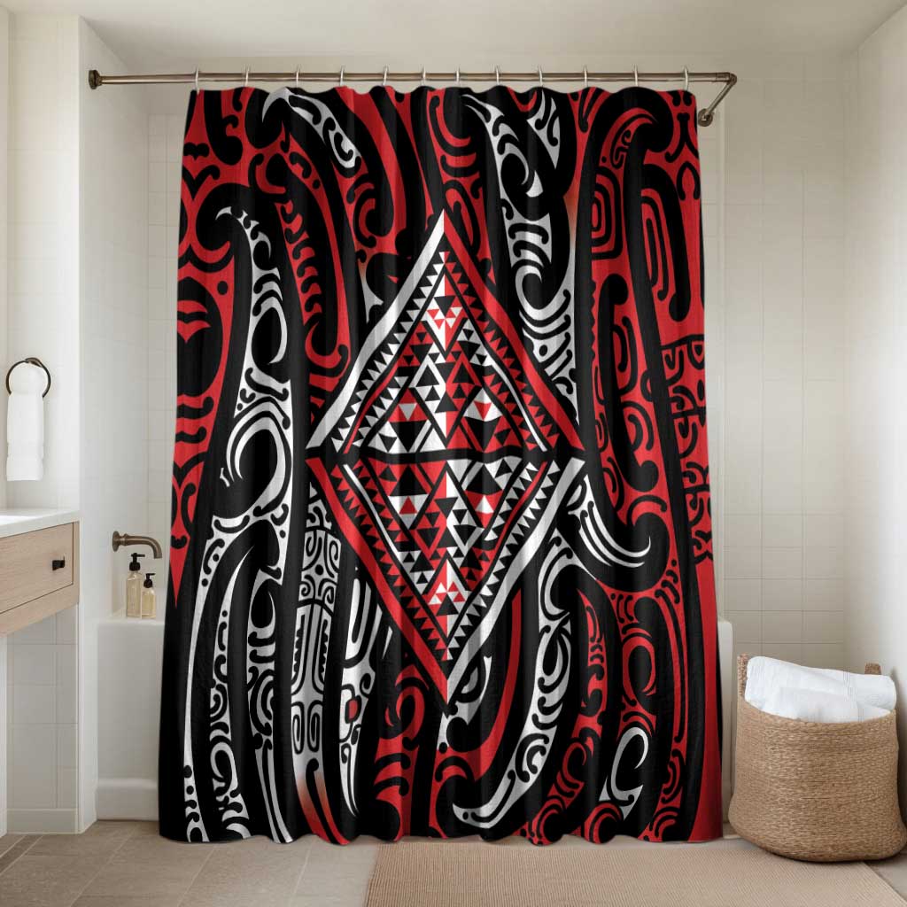 New Zealand Maori Taniko Bathroom Set Red Kowhaiwhai Puhoro - Aussie Hoodie