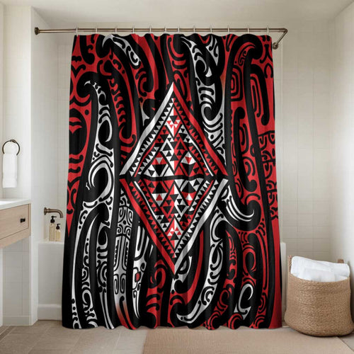 New Zealand Maori Taniko Bathroom Set Red Kowhaiwhai Puhoro - Aussie Hoodie