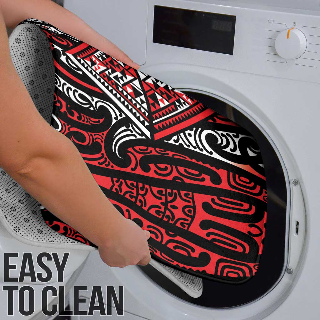 New Zealand Maori Taniko Bathroom Set Red Kowhaiwhai Puhoro - Aussie Hoodie