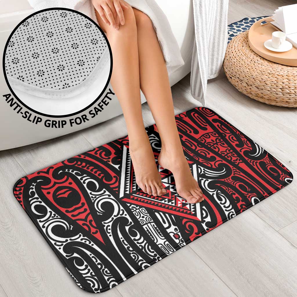New Zealand Maori Taniko Bathroom Set Red Kowhaiwhai Puhoro - Aussie Hoodie