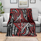 New Zealand Maori Taniko Blanket Red Kowhaiwhai Puhoro