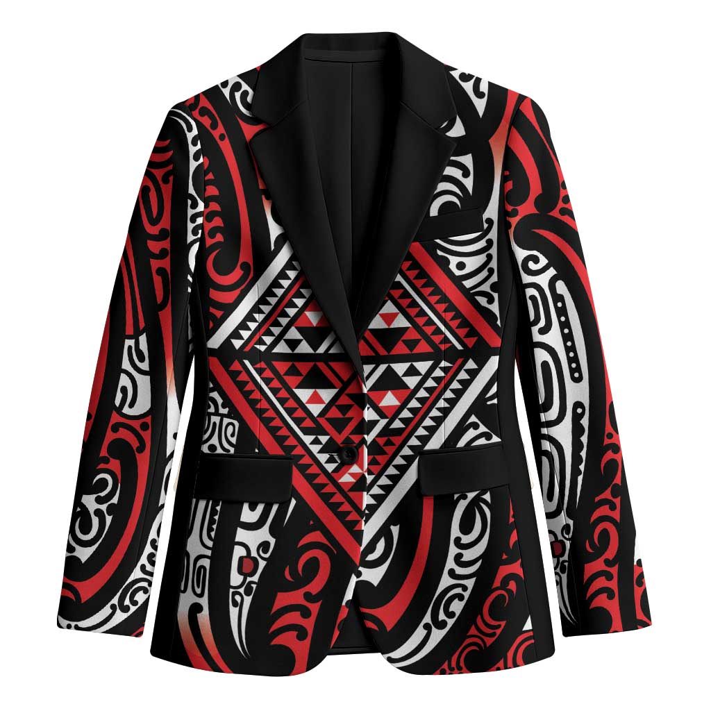 New Zealand Maori Taniko Blazer Red Kowhaiwhai Puhoro - Aussie Hoodie