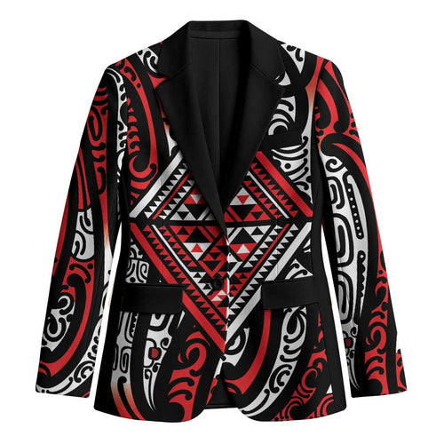 New Zealand Maori Taniko Blazer Red Kowhaiwhai Puhoro - Aussie Hoodie