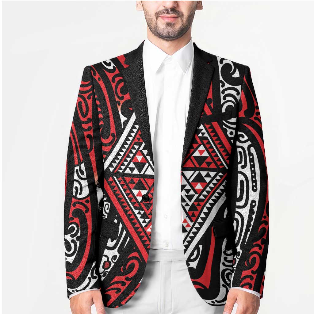 New Zealand Maori Taniko Blazer Red Kowhaiwhai Puhoro - Aussie Hoodie