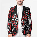 New Zealand Maori Taniko Blazer Red Kowhaiwhai Puhoro - Aussie Hoodie