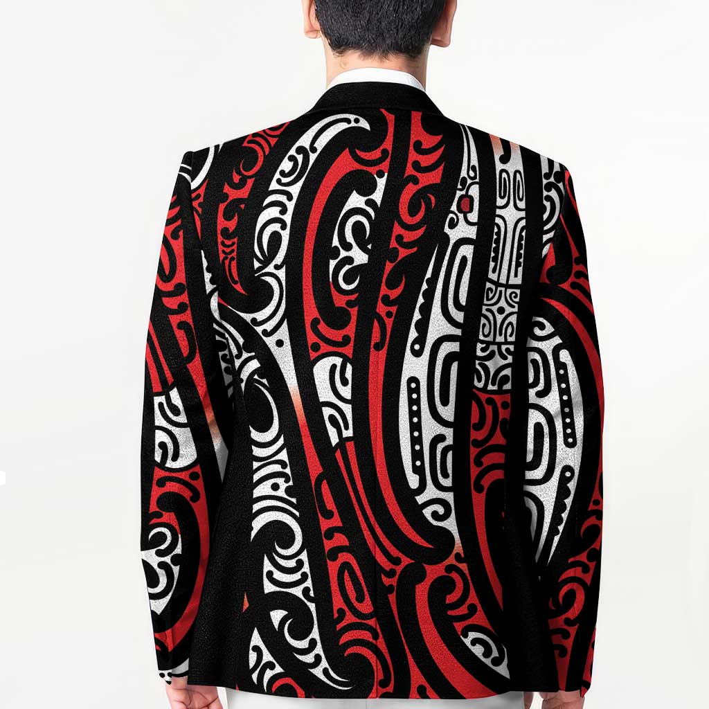 New Zealand Maori Taniko Blazer Red Kowhaiwhai Puhoro - Aussie Hoodie