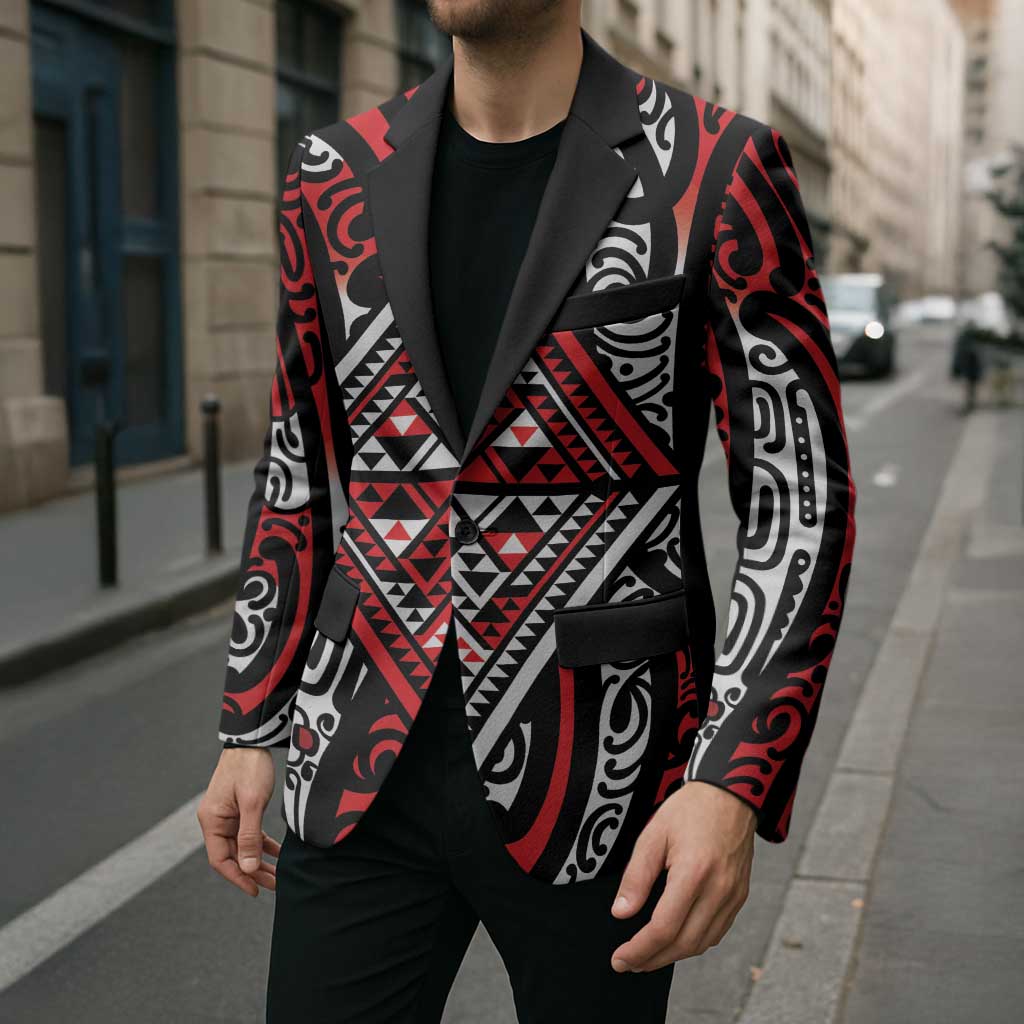 New Zealand Maori Taniko Blazer Red Kowhaiwhai Puhoro - Aussie Hoodie