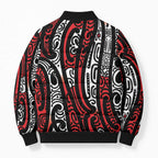New Zealand Maori Taniko Bomber Puffer Jacket Red Kowhaiwhai Puhoro - Aussie Hoodie