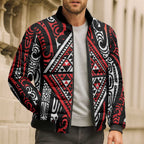 New Zealand Maori Taniko Bomber Puffer Jacket Red Kowhaiwhai Puhoro - Aussie Hoodie