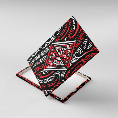 New Zealand Maori Taniko Canvas Wall Art Red Kowhaiwhai Puhoro