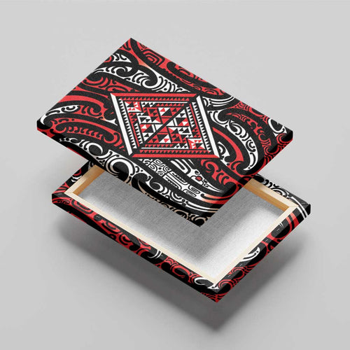 New Zealand Maori Taniko Canvas Wall Art Red Kowhaiwhai Puhoro