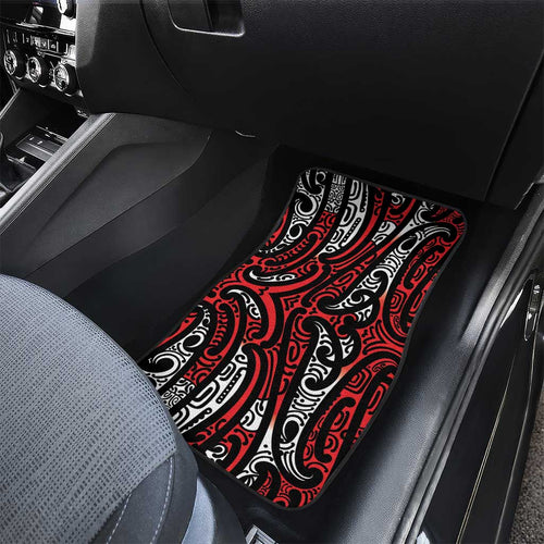 New Zealand Maori Taniko Car Mats Red Kowhaiwhai Puhoro